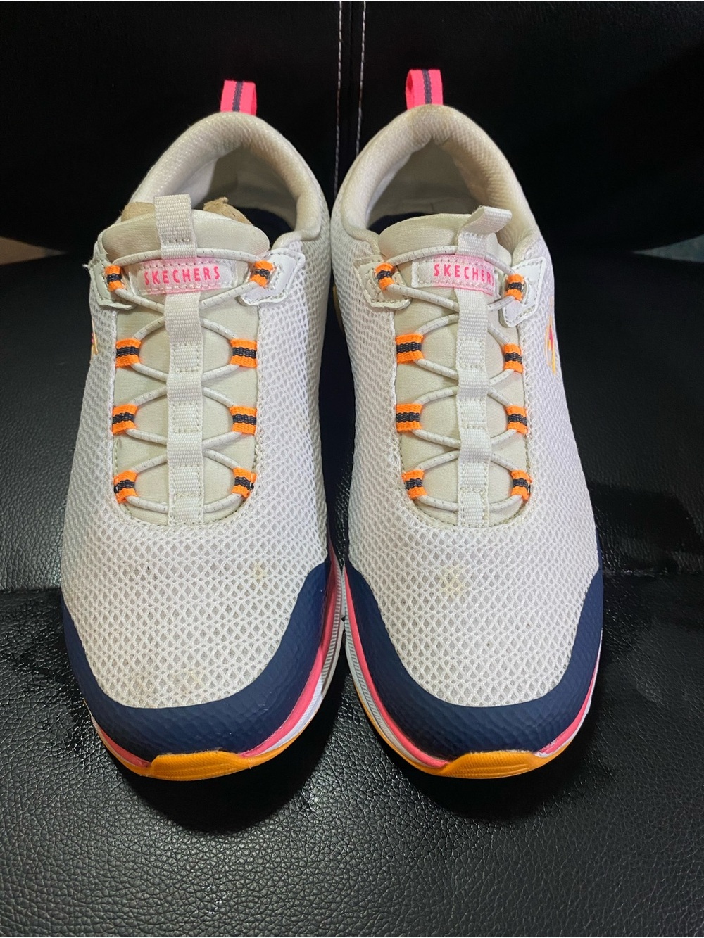 Skechers Skech-Air White Slip-On Sneakers with Navy & Pink Size 8 - Picture 3 of 9